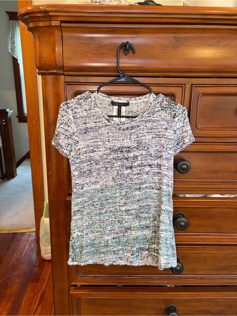 BCBGMAXAZRIA Cassia Tee XXS NWT Blue Gray Abstract Modal Stretch Top
